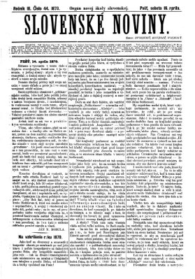 Slovenské noviny Samstag 16. April 1870