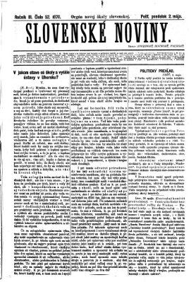 Slovenské noviny Montag 2. Mai 1870