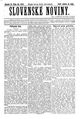 Slovenské noviny Samstag 14. Mai 1870