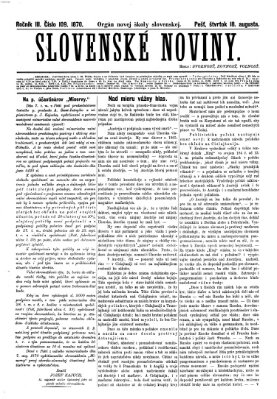 Slovenské noviny Donnerstag 18. August 1870