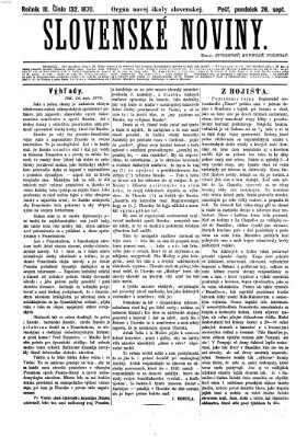 Slovenské noviny Montag 26. September 1870