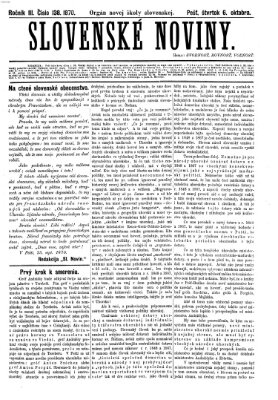 Slovenské noviny Donnerstag 6. Oktober 1870