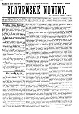 Slovenské noviny Samstag 8. Oktober 1870