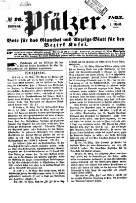 Pfälzer Mittwoch 1. April 1863