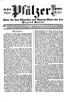 Pfälzer Mittwoch 25. November 1863