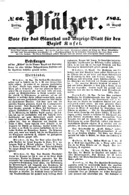 Pfälzer Freitag 18. August 1865