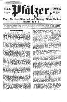 Pfälzer Mittwoch 22. April 1868