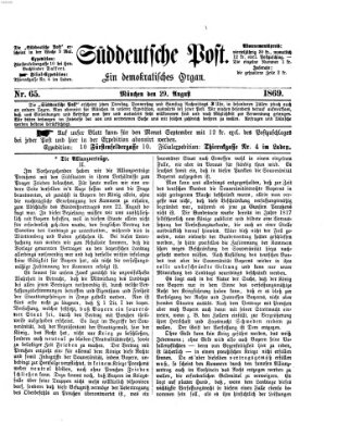 Süddeutsche Post Sonntag 29. August 1869