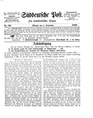 Süddeutsche Post Mittwoch 8. September 1869