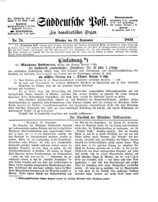 Süddeutsche Post Mittwoch 29. September 1869