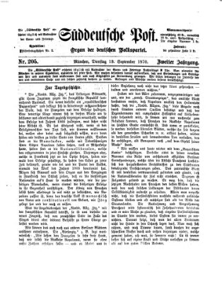 Süddeutsche Post Dienstag 13. September 1870