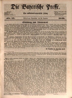 Die Bayerische Presse Donnerstag 20. Dezember 1849