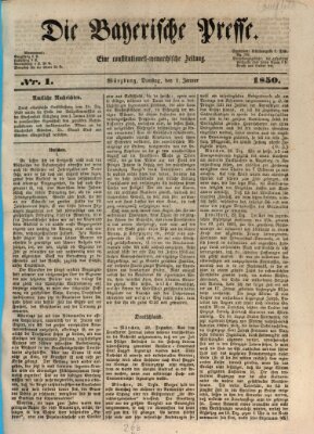 Die Bayerische Presse Dienstag 1. Januar 1850