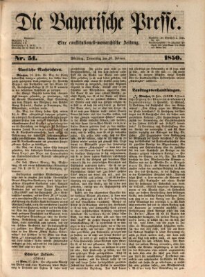 Die Bayerische Presse Donnerstag 28. Februar 1850