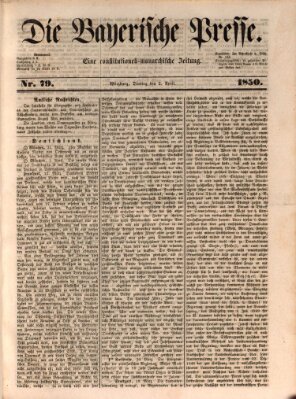 Die Bayerische Presse Dienstag 2. April 1850