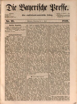 Die Bayerische Presse Donnerstag 11. April 1850