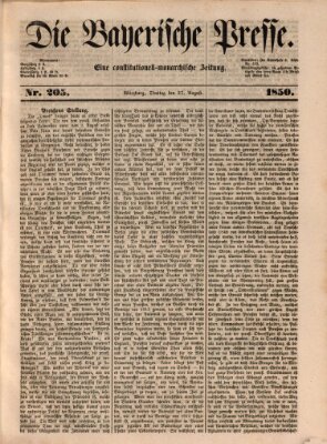 Die Bayerische Presse Dienstag 27. August 1850