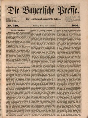 Die Bayerische Presse Montag 2. September 1850