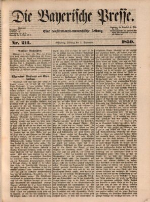 Die Bayerische Presse Dienstag 3. September 1850