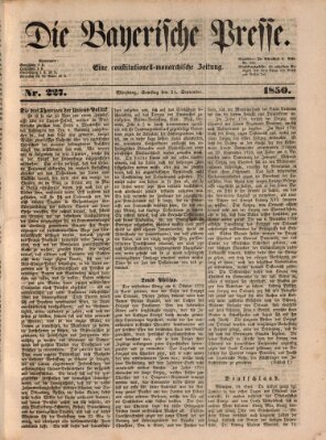 Die Bayerische Presse Samstag 21. September 1850