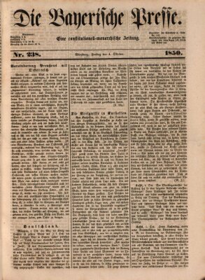 Die Bayerische Presse Freitag 4. Oktober 1850