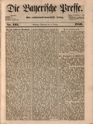 Die Bayerische Presse Donnerstag 10. Oktober 1850