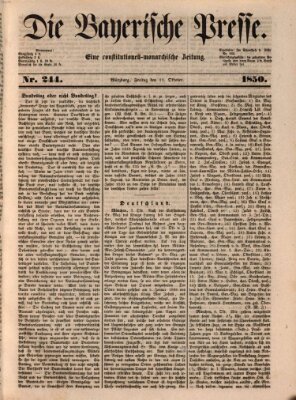 Die Bayerische Presse Freitag 11. Oktober 1850