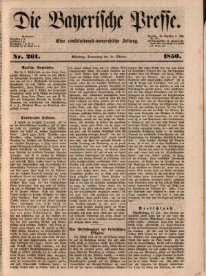 Die Bayerische Presse Donnerstag 31. Oktober 1850