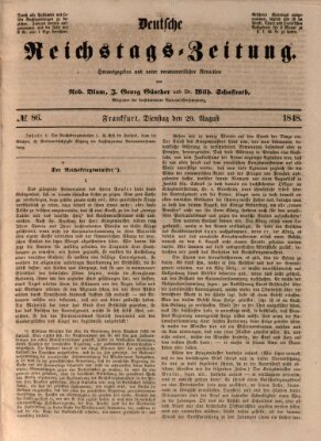 Deutsche Reichstags-Zeitung Dienstag 29. August 1848