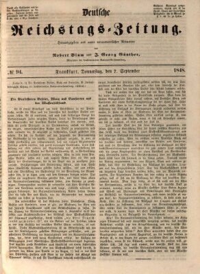 Deutsche Reichstags-Zeitung Donnerstag 7. September 1848