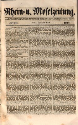 Rhein- und Mosel-Zeitung Freitag 20. August 1847