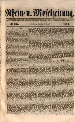 Rhein- und Mosel-Zeitung Samstag 21. August 1847