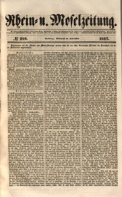Rhein- und Mosel-Zeitung Mittwoch 22. September 1847
