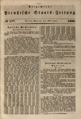 Allgemeine preußische Staats-Zeitung Montag 28. Juni 1830