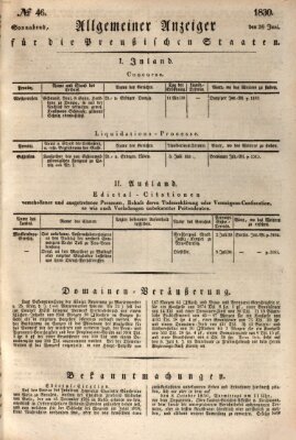 Allgemeine preußische Staats-Zeitung Samstag 26. Juni 1830