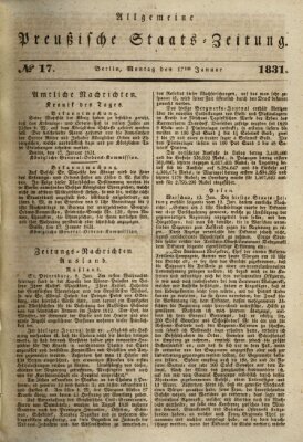 Allgemeine preußische Staats-Zeitung Montag 17. Januar 1831