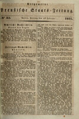 Allgemeine preußische Staats-Zeitung Freitag 4. Februar 1831