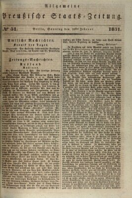 Allgemeine preußische Staats-Zeitung Sonntag 20. Februar 1831