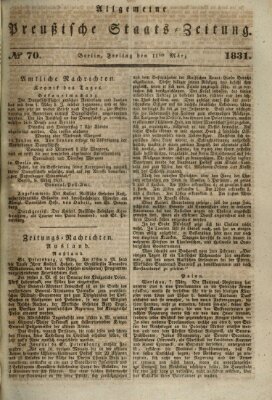 Allgemeine preußische Staats-Zeitung Freitag 11. März 1831