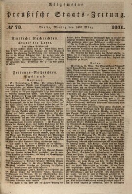Allgemeine preußische Staats-Zeitung Montag 14. März 1831