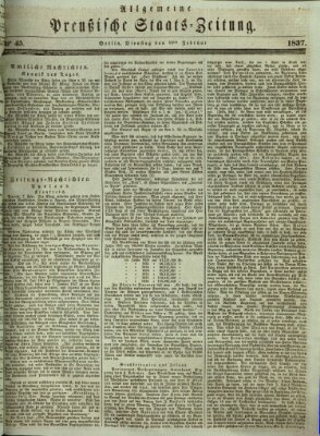 Allgemeine preußische Staats-Zeitung Dienstag 14. Februar 1837