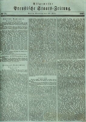 Allgemeine preußische Staats-Zeitung Sonntag 12. März 1837
