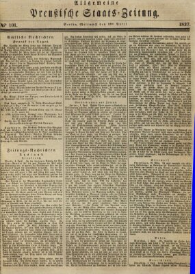Allgemeine preußische Staats-Zeitung Mittwoch 12. April 1837