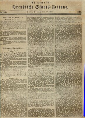 Allgemeine preußische Staats-Zeitung Sonntag 16. April 1837