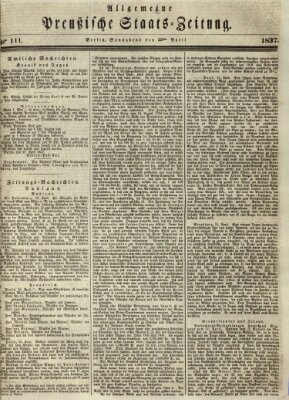 Allgemeine preußische Staats-Zeitung Samstag 22. April 1837