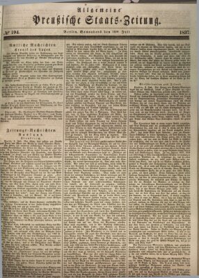 Allgemeine preußische Staats-Zeitung Samstag 15. Juli 1837