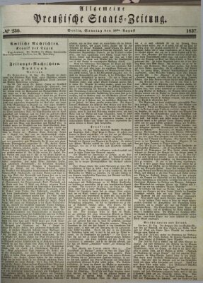 Allgemeine preußische Staats-Zeitung Sonntag 20. August 1837