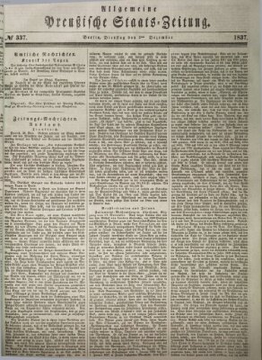 Allgemeine preußische Staats-Zeitung Dienstag 5. Dezember 1837