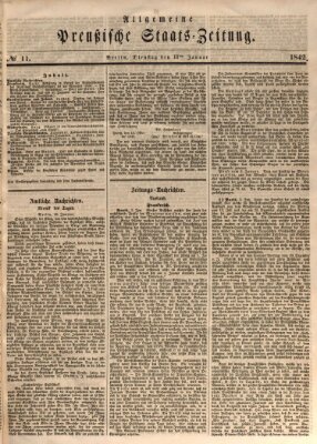 Allgemeine preußische Staats-Zeitung Dienstag 11. Januar 1842