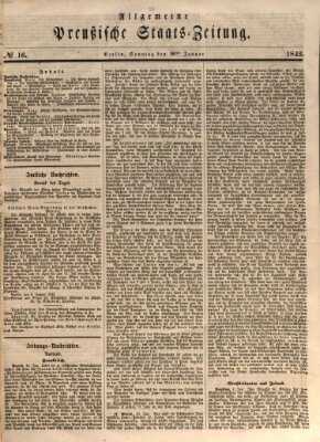 Allgemeine preußische Staats-Zeitung Sonntag 16. Januar 1842